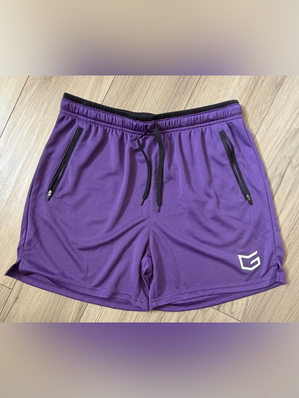 NWT G Gradual Men's Running Shorts with Zipper Pockets Quick Dry - PURPLE SZ L